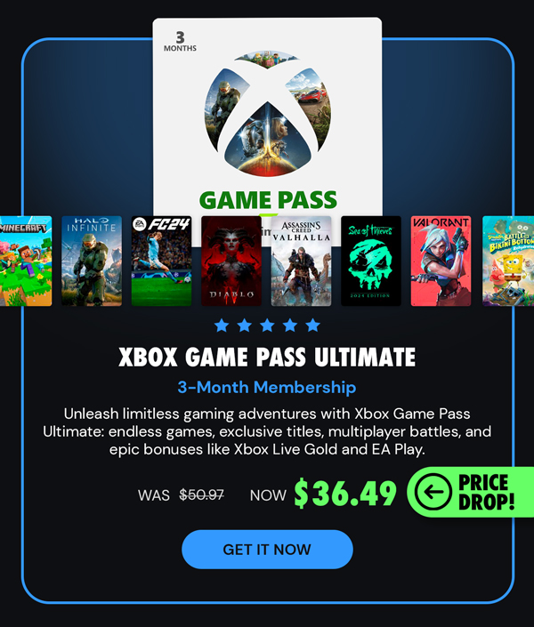 Xbox Game Pass Ultimate: 3-Month Membership - Stackable & Global - (Xbox Series X/S, Xbox One, Windows - Digital Code) - Final Sale