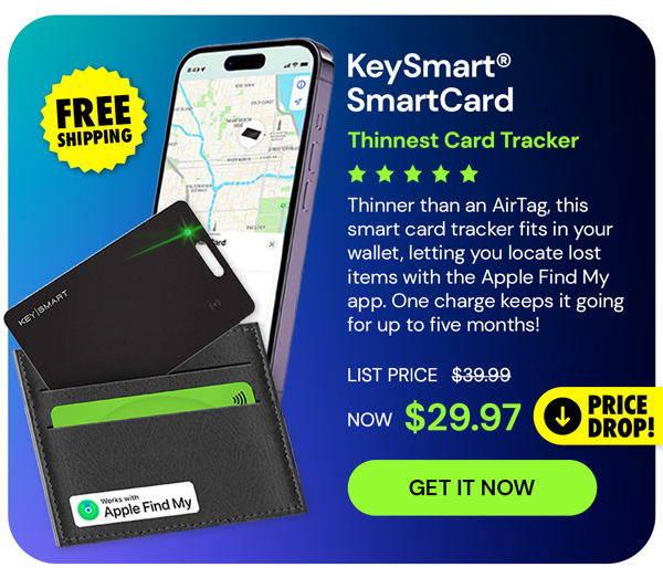 KeySmart® SmartCard - Thinnest Card Tracker & Works with Apple Find My