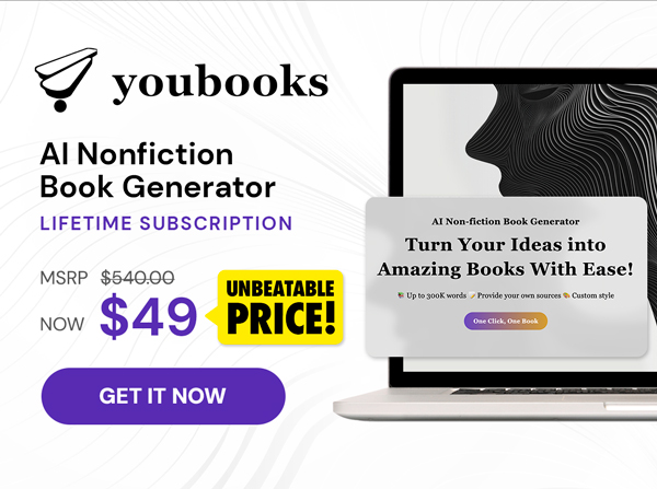 Youbooks - AI Non-Fiction Book Generator: Lifetime Subscription