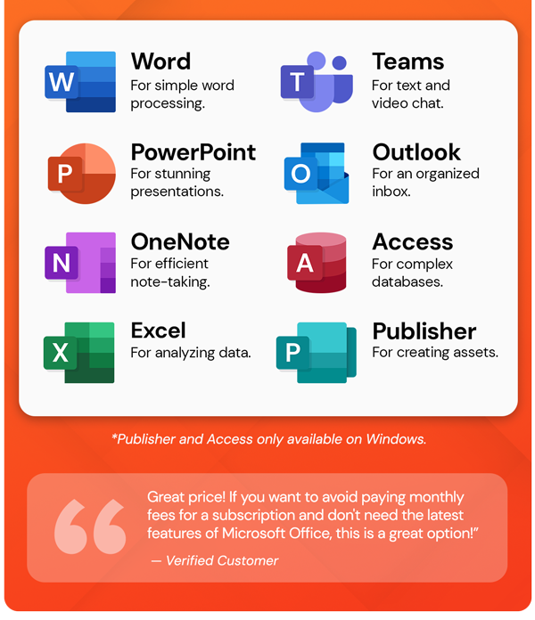 Microsoft Office 2021 for Windows or Mac: Lifetime License