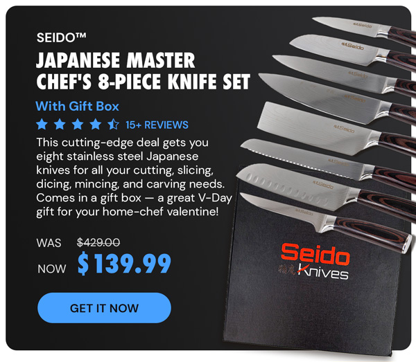 Seido Japanese Master Chef's 8-Piece Knife Set w Gift Box