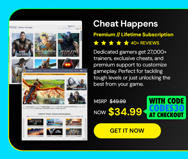 Cheat Happens Latest PC Cheat Codes: Premium Lifetime Subscription