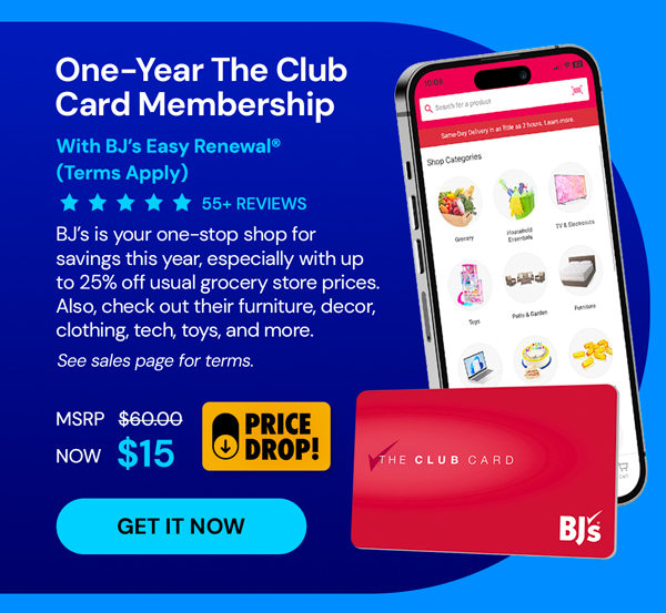 One-Year The Club Card Membership with BJ’s Easy Renewal® (Terms Apply)