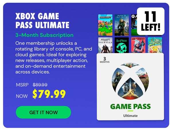 Xbox Game Pass Ultimate: 3-Month Subscription - USA - Digital Code - Stackable - Final Sale