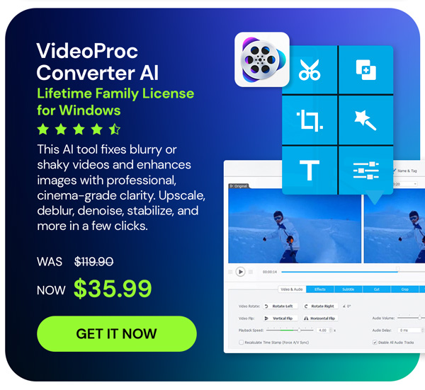 VideoProc Converter AI: Lifetime Family License (For Windows)