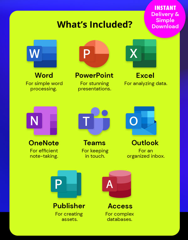 Microsoft Officel 2021 for Windows or Mac: Lifetime License