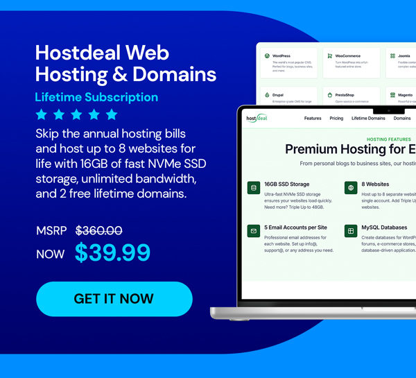 Hostdeal Web Hosting & Domains Lifetime Subscriptions