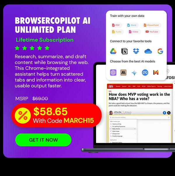BrowserCopilot AI - Unlimited (Unlimited queries/month): Lifetime Subscription