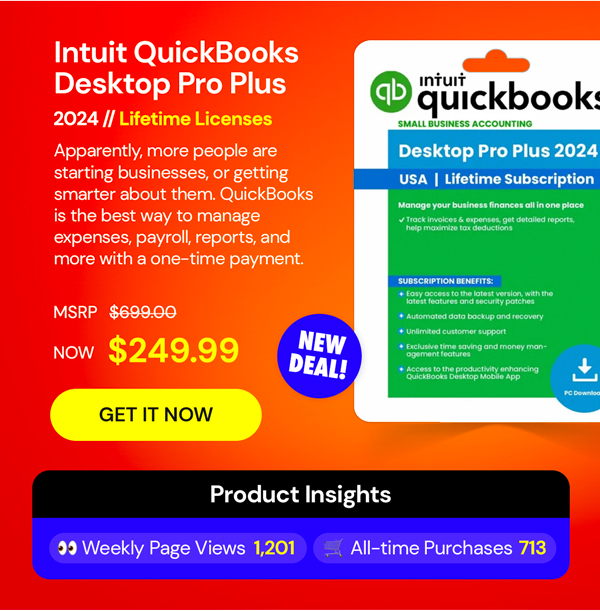 Intuit QuickBooks Desktop Pro Plus 2024 (1 User): Lifetime Licenses