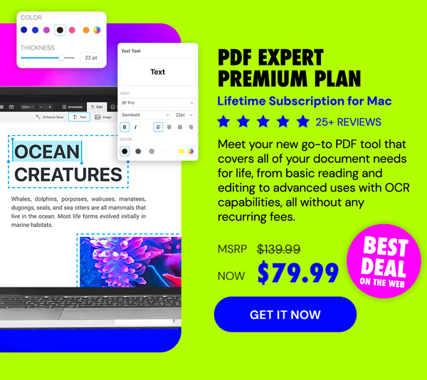 PDF Expert Premium Plan: Lifetime Subscription (Mac)