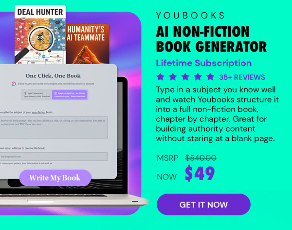 Youbooks AI Non-Fiction Book Generator: (Fan Plan) Lifetime Subscriptions