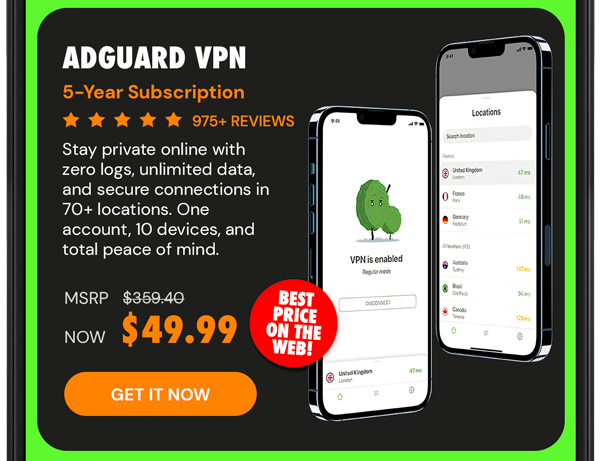 AdGuard VPN: 5-Yr Subscription