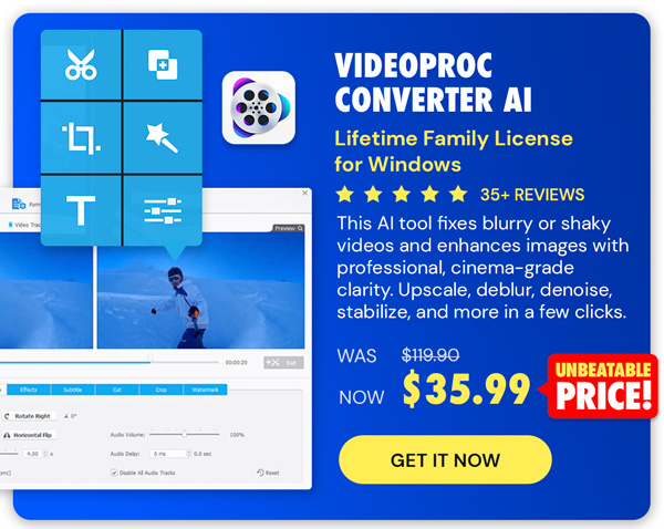 VideoProc Converter AI: Lifetime Family License (For Windows)