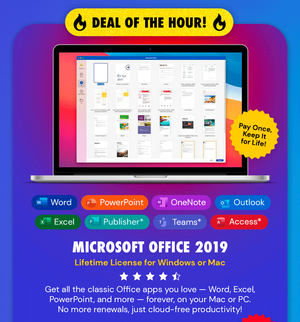 Microsoft Office 2019 for Windows or Mac | Lifetime License