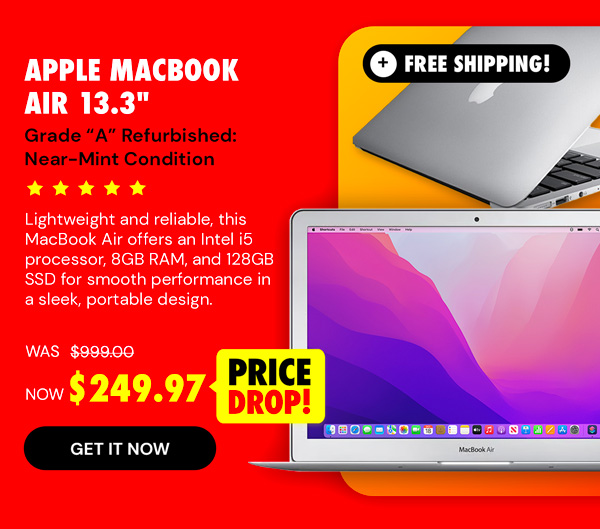Apple MacBook Air 13.3" (2017) 1.8GHz i5 Core 8GB RAM 128GB - Silver (Refurbished)