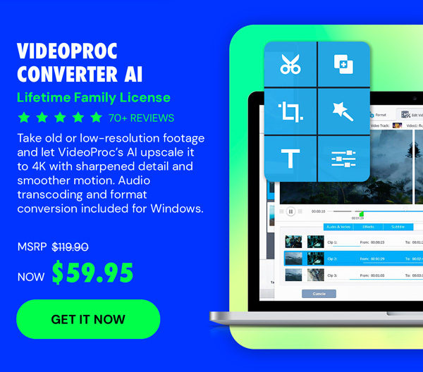 VideoProc Converter AI: Lifetime Family License (For Windows)
