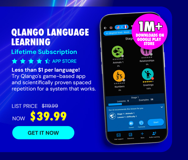 Qlango Language Learning: Lifetime Subscription (All Languages)