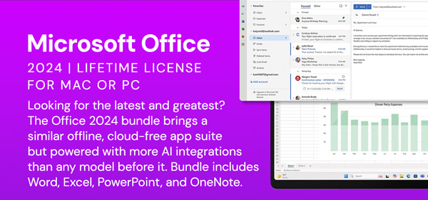 Microsoft Office 2024 for Mac or PC Lifetime License