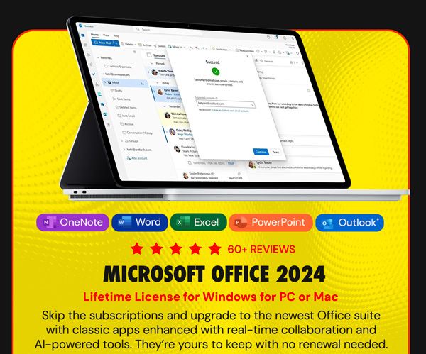 Microsoft Office 2024 Home or Home & Business for Mac or PC Lifetime License