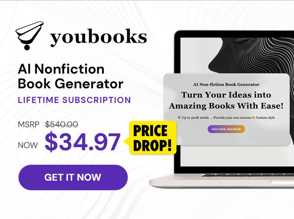 Youbooks - AI Non-Fiction Book Generator: Lifetime Subscription