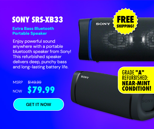 Sony SRS-XB33 Extra Bass Bluetooth Portable Speaker (Refurbished)