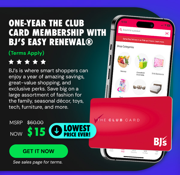 One-Year The Club Card Membership with BJ’s Easy Renewal® (Terms Apply)