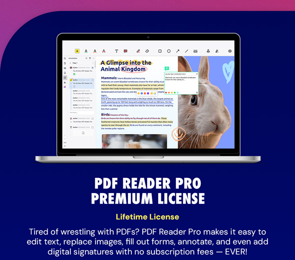 PDF Reader Pro Premium License For Windows or Mac: Lifetime Subscription