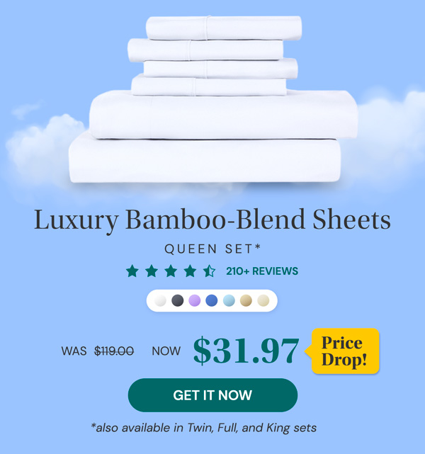 6-Piece Bamboo-Blend Comfort Luxury Sheet Set in Your Choice of Size and Color