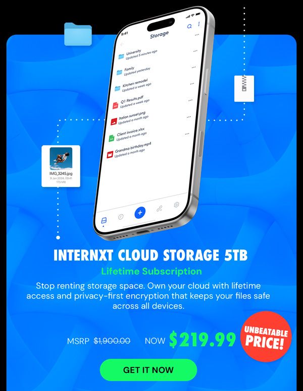 Internxt Cloud Storage: Lifetime Subscription (5TB Plan)