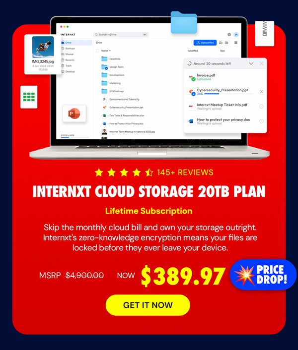 Internxt Cloud Storage Lifetime Subscription (20TB)