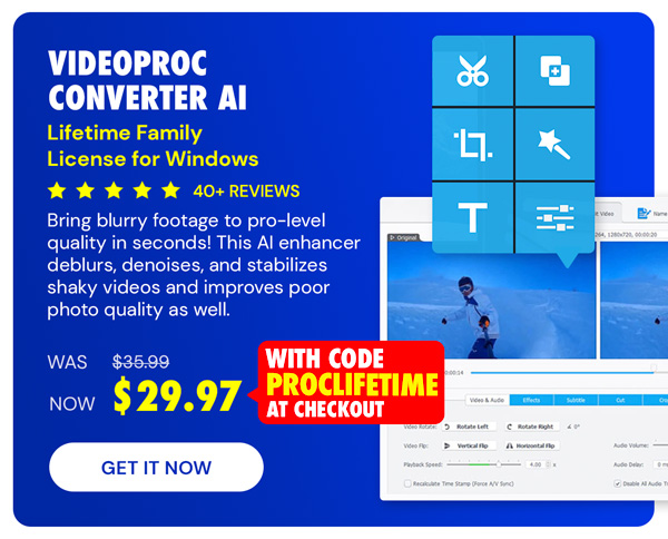 VideoProc Converter AI: Lifetime Family License (For Windows)