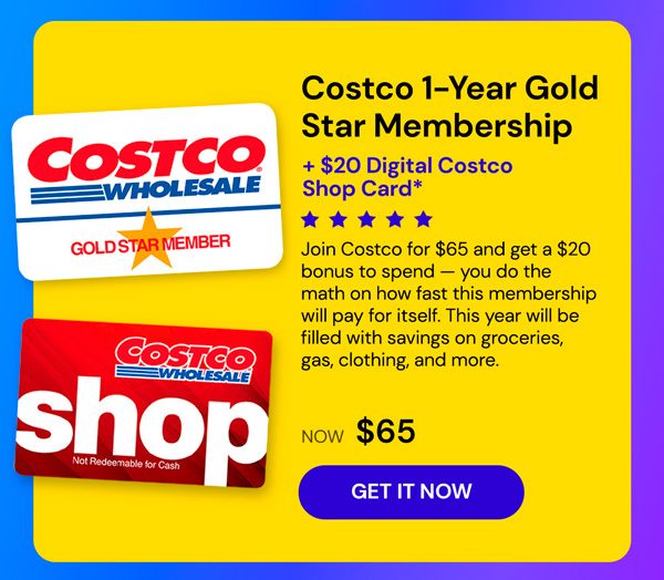 Costco 1-Year Gold Star Membership + $20 Digital Costco Shop Card