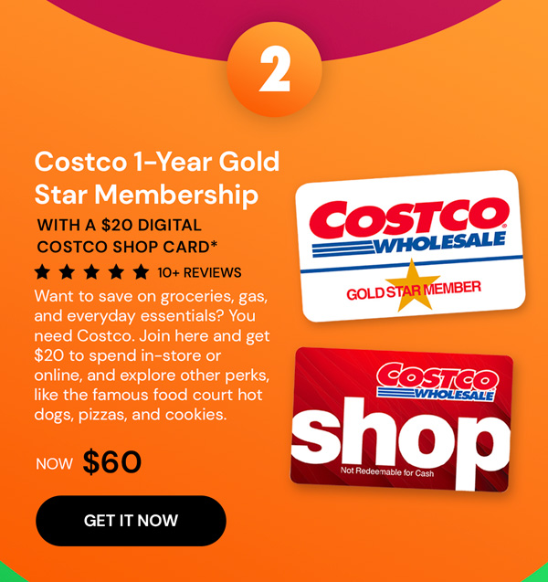 Costco 1-Year Gold Star Membership + $20 Digital Costco Shop Card