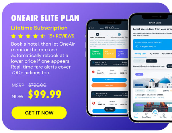 OneAir Elite Plan: Lifetime Subscription (Save Big on Flights, Hotels & More)