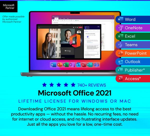 Microsoft Office 2021 for Windows or Mac: Lifetime License