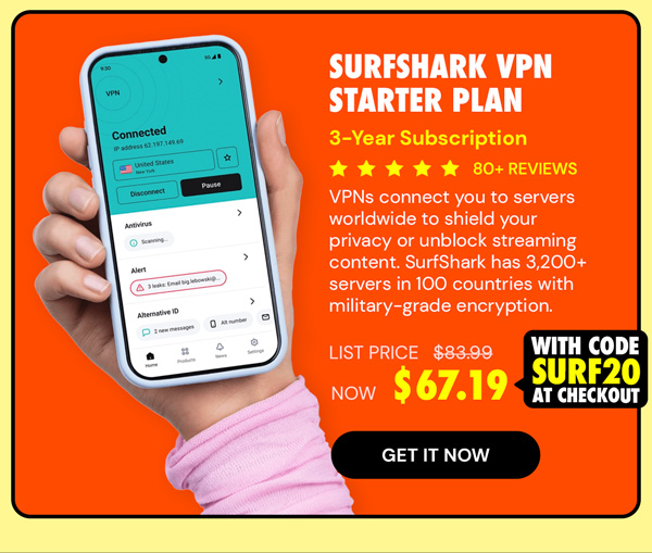 Surfshark VPN Starter Plan: 3-Yr Subscription