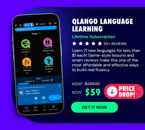 Qlango Language Learning: Lifetime Subscription (All Languages)
