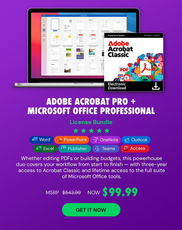 Adobe Acrobat Classic + Microsoft Office Professional License Bundle