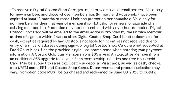 Costco Disclaimer