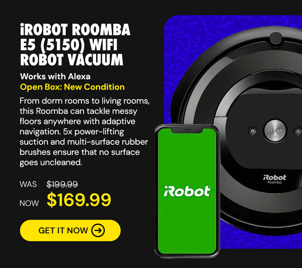 iRobot Roomba E5 (5150) WiFi Robot Vacuum, Works with Alexa, Ideal for Pet Hair, Carpets, Hard Floors (New - Open Box)