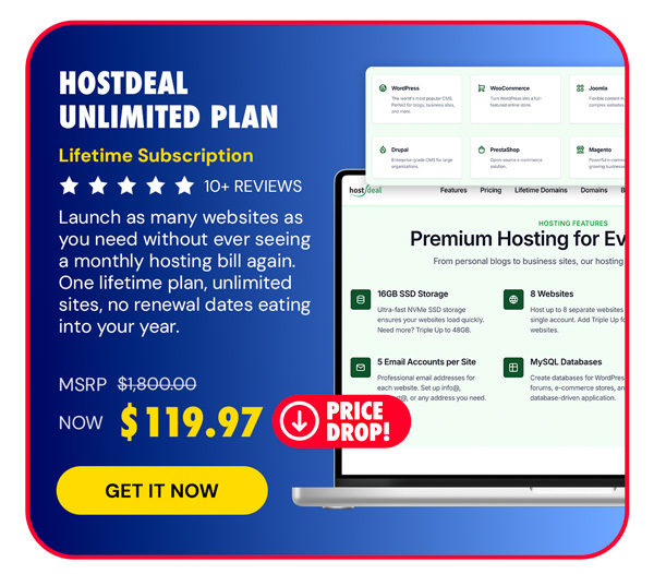 Hostdeal Unlimited Plan: Lifetime Subscription