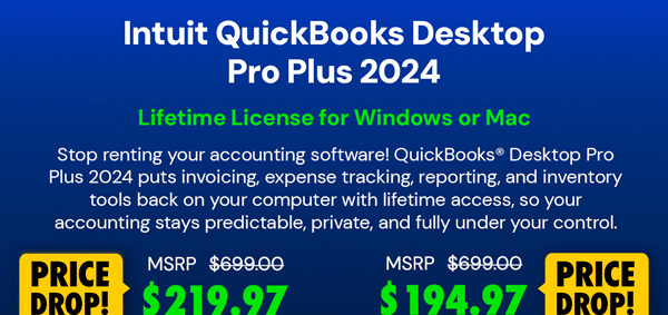 Intuit QuickBooks Desktop Pro Plus 2024 (1 User): Lifetime Licenses