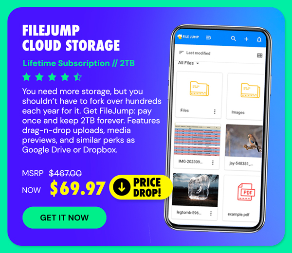 FileJump 2TB Cloud Storage: Lifetime Subscription