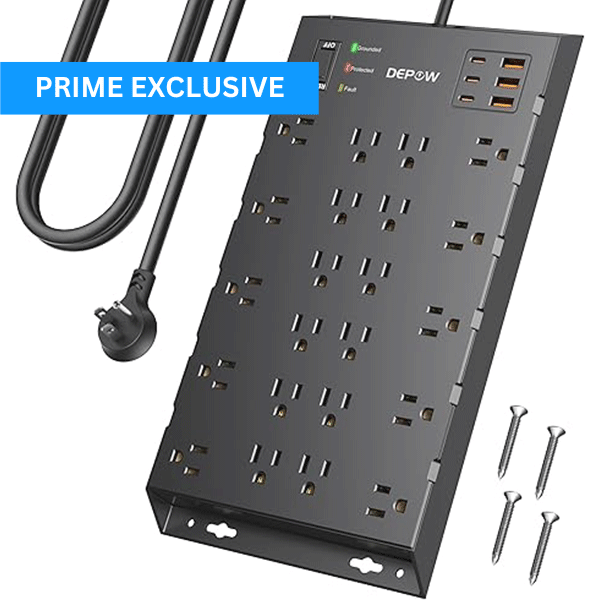 Mega 6.5' Surge Protector Power Strip (22 AC, 6 USB)