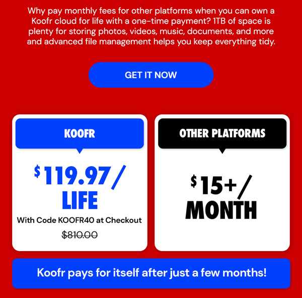 Koofr Cloud Storage: Lifetime Subscription (1TB)