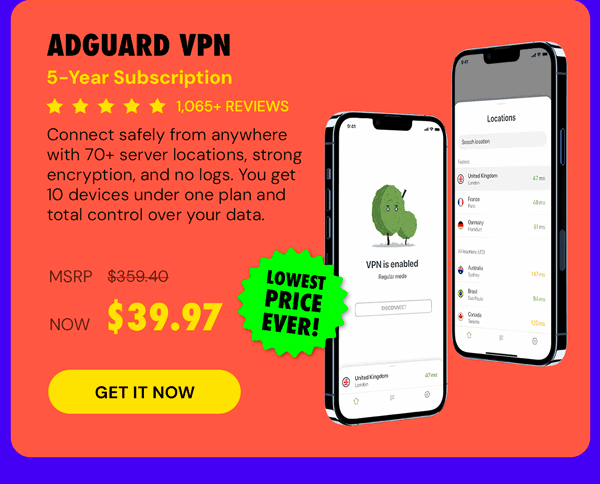 AdGuard VPN: 5-Yr Subscription