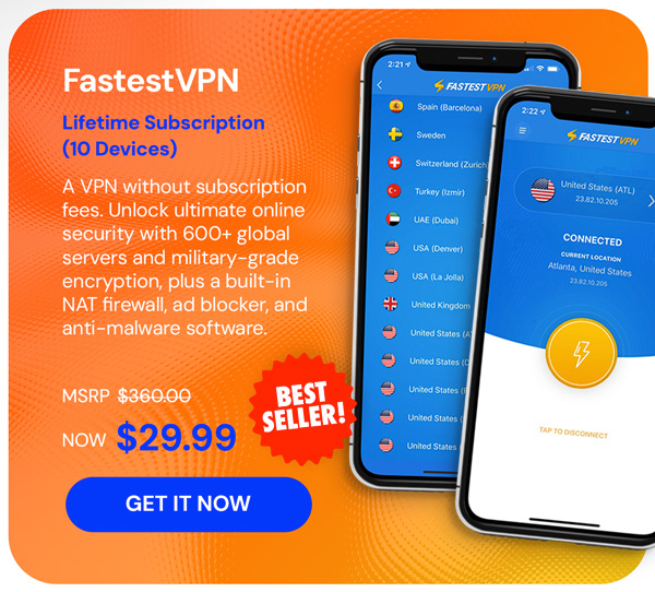 FastestVPN: Lifetime Subscription (10 Devices