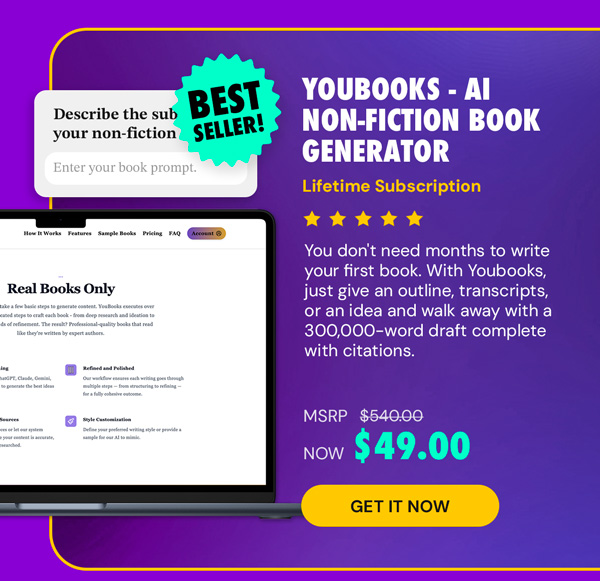 Youbooks - AI Non-Fiction Book Generator: Lifetime Subscription