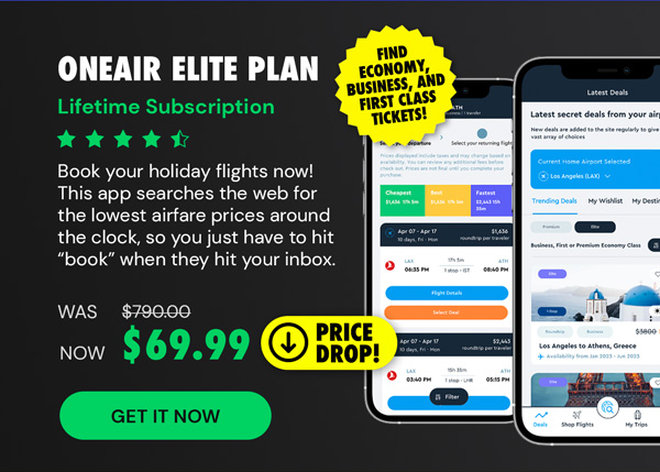 OneAir Elite Plan: Lifetime Subscription (Save Big on Flights, Hotels & More)