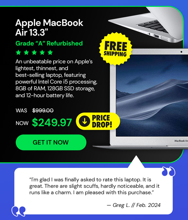 Apple MacBook Air 13.3" (2017) 1.8GHz i5 Core 8GB RAM 128GB - Silver (Refurbished)